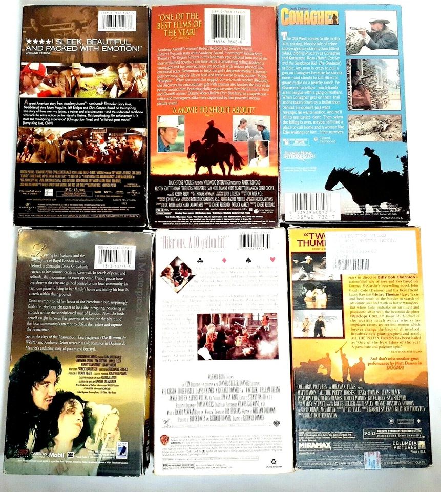 LOT OF 6 VHS WESTERN & HORSE MOVIES ☆ THE HORSE WHISPERER, MAVERICK, SEABISCUIT - Imagem 3 de 3