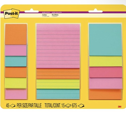 Postick Color Post-it Super Sticky Notes Assorted Sizes 15 Pads Neon Colors Miami ...