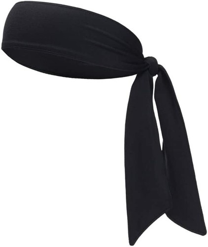 Adjustable Sports Workout Womens Sweatband Ninja Headband Karate Tie Back Black