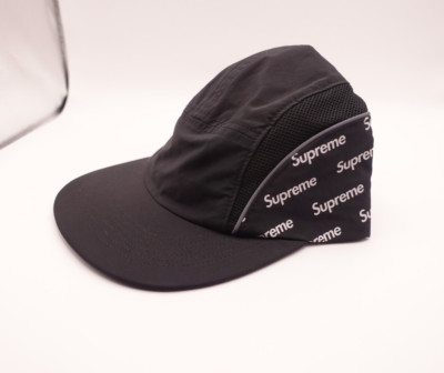 SUPREME REFLECTIVE 3M DIAGONAL LOGO SIDE PANEL CAMP CAP SPRING SUMMER 2018 BLACK