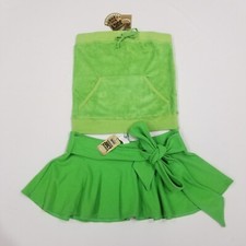 NWT Vintage Juicy Couture Green Skirt Top Tracksuit Set Medium XL Terry Rare Y2k