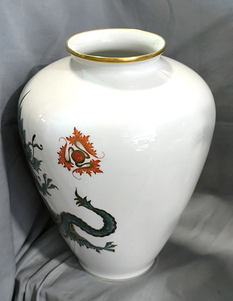 große Vase Drachen,grün Gold,handgemalt,PMM Porzellan Manufaktur München,28,5 cm - Bild 3 von 4