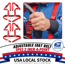 2Set Red 2" 4-Point Adjustable Racing Seat Belts Harness Safety Shoulder Straps