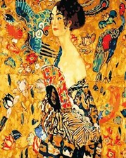 Paint By Numbers Adults kids Lady with Fan klimt DIY Painting Kit 40x50CM Canvas