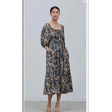 Grade & Gather Tie Bow Floral McLean Maxi Dress Size Medium NWT