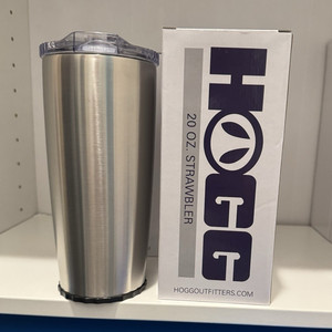 HOGG 20 oz Stainless Steel Tumbler, Silver, Drink-Through Lid