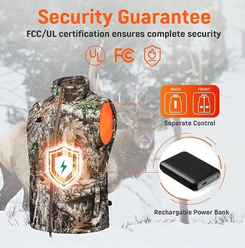USB Heated Vest Lightweight Hunting Hiking with 10000 Mah Battery Pack image 11