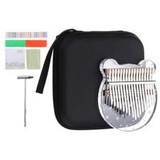 17 Keys Thumb Piano,Transparent Star Bear Portable Finger Piano with Carry Box