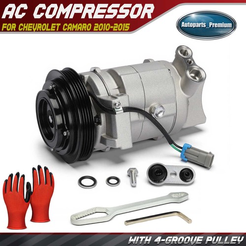 A/C Compressor w/ 4-Groove Pulley & 10S15 Style for Chevrolet Camaro 2010-2015