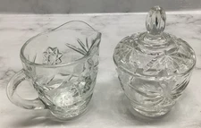 Vintage Anchor Hocking Prescut Star of David Creamer and Sugar Bowl With Lid