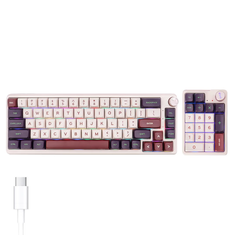 Kzzi 65% Mechanical Keyboard+Wireless Numpad QWERTY RGB Bluetooth USB-C Hot Swap