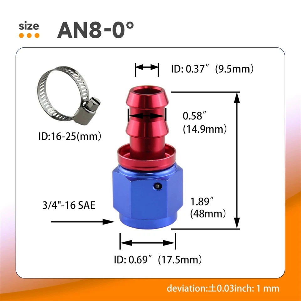 AN8 enfriador de aceite tubería de aceite tipo torre junta de inserción de tubería 0°, 45°, 90°, 180° Foto 2 de 4