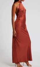 Lulus NWT Size Medium Copper Love in Your Life Satin Cocktail Halter Maxi Dress
