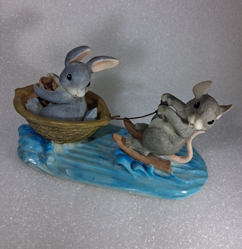 Fitz and Floyd Charming Tails Rabbit and Mouse A Day at the Lake