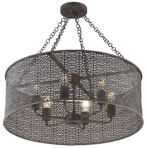 Crystorama Jasmine 25" Wide Bronze 6-Light Drum Chandelier - Picture 2 of 7