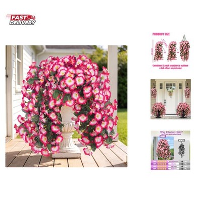 Artificial Fake Hanging Flowers Plants for Outdoor Outside Spring Summer Deco...