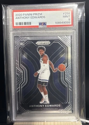 Panini 2020-21 Prizm Anthony Edwards #258 Minnesota Timberwolves NBA PSA Mint 9
