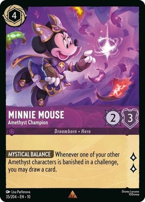 x4 Minnie Mouse - Amethyst Champion - 35/204 - Rare Lorcana DLC10 Whispers in th