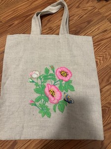 Handmade Tote Bag Floral Embroidery Medium 18x14x16 in New