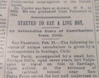 FEB 3, 1890 NEWSPAPER PAGE #2137- YOUNG PERSON EATEN ALIVE BY CANNIBAL — photo 1