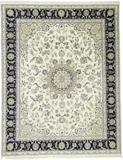 Handmade Cream  Wool Rug Floral Design Oriental Carpet Home Decor 8X10 ft