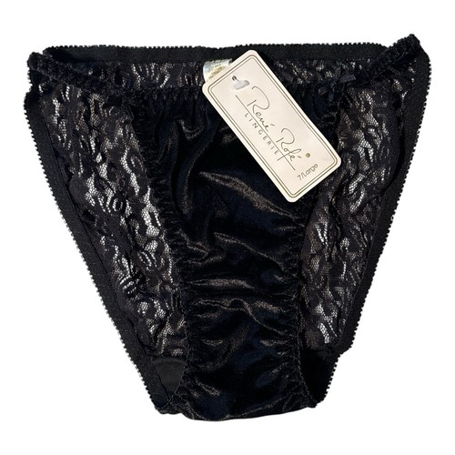 Vintage Rene Rofe String Bikini Panties Velvet See Through Black Lace ...
