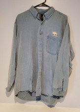 Denim button up Shirt with Embroidered White Buffalo on front and back