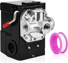 Air Compressor Pressure Switch 95-125 PSI Horizontal 4 Way 110V-240V Parts