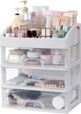 Makeup Organizer with 3 Drawers Plastic Storage for Vanity Cosmetic Display C...