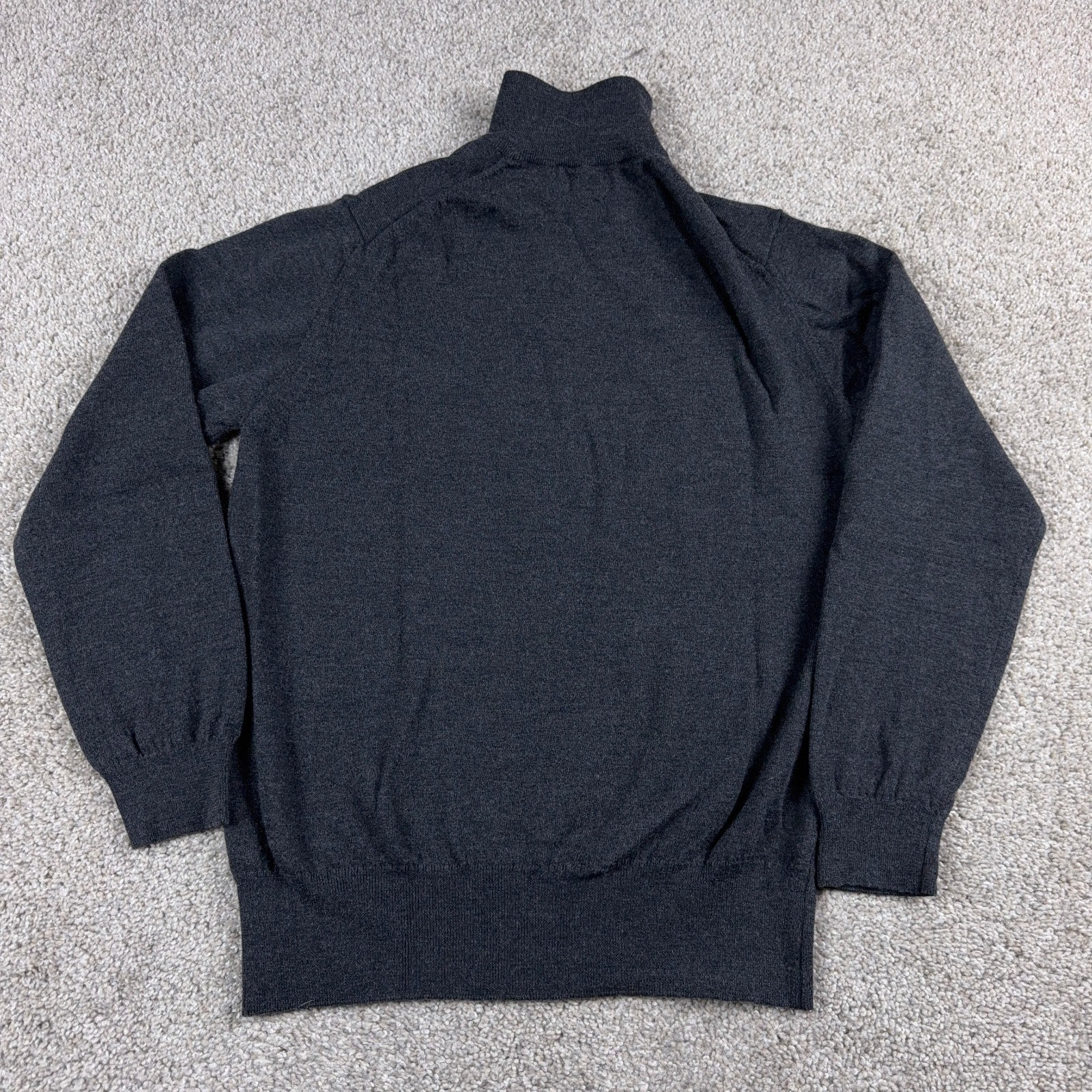 Johnston Of Elgin Sweater Womens Medium 40 Gray Wool Pullover 1/4 Zip Preppy image 6