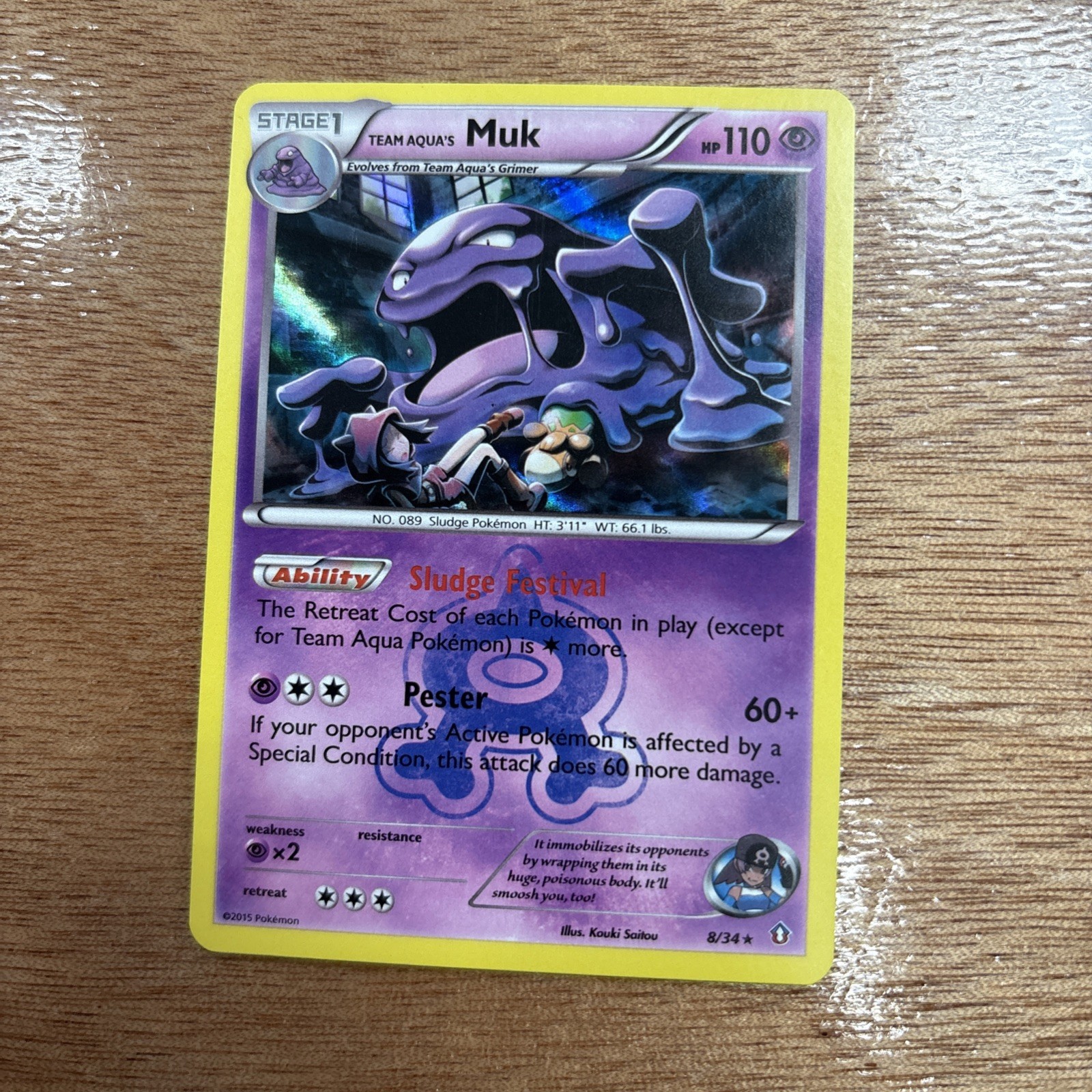 Pokemon: Team Aqua's Muk #8/34 Holo Rare Double Crisis 2015 - NM - E93