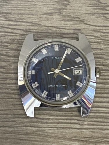 1975 Timex Blue Moiré Dial Sprite Calendar 23653 02575