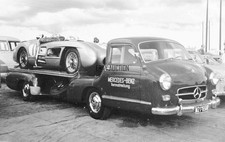 Mercedes-Benz car transporter & winning 300 SLR - 1955 Swedish Grand Prix press