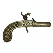 Vintage - Brass Flintlock Replica Pistol  - Wall Decor - Ornaments - Tarnished