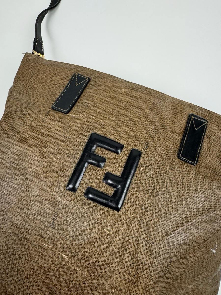 1990's Vintage Distressed Fendi Logo PVC Shoulder Bag | eBay