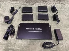 HDBase-T Splitter, HMDI over single Cat5e/6 with 4 extenders and power supplies