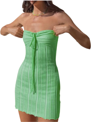 rib knit tube dress Womens Ribbed Knit Side Slit Midi Tube Dress with Keyhole Back, Baby Blue, Size XL