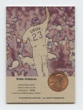 KIRK GIBSON 1988 SCARCE BRILLIANT UNCIRCULATED PENNY BASEBALL COIN CARD