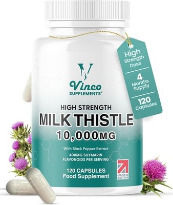 Mariendistel Extrakt 10000mg hochfest 120 Silymarin Kapseln vegan UK MADE