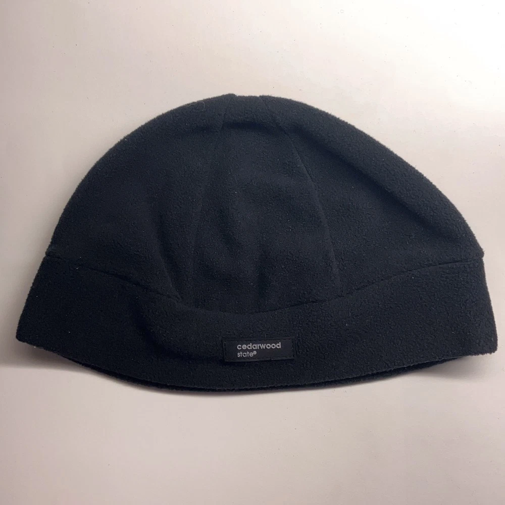 Cedarwood State thin black fleece round top winter cap