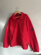 Vintage Eddie Bauer Jacket Mens Large Red Fleece Full Zip Bomber Outdoor 90s