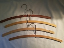 Vintage Wooden Hangers 3 Slotted Edges Taiwan Lot of 4 hangers