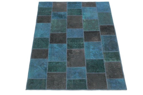 Achats Patchwork vintage tapis oriental bleu turquoise top moderne 200x150 used look 167126
