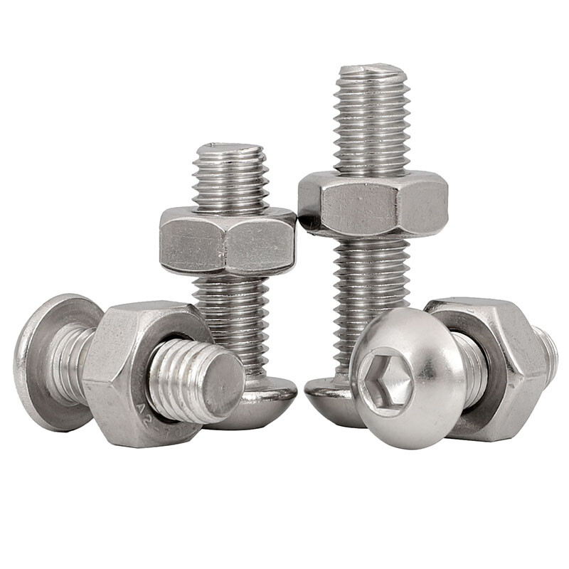 A2 Stainless Steel Socket Button Head Screws Allen Key Bolts & Hex Nut M2-M12