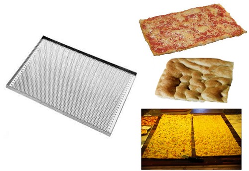 Teglie teglia forata placca lamiera forata da forno per pizza e focaccia  pane | eBay