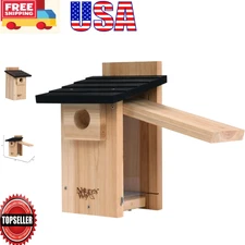Durable Cedar Bluebird House with Crack-Resistant Window & Easy Access Clean-Out