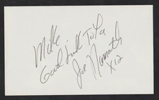 JOE NAMATH Signed 3 x 5 Index Card Autograph AUTO PSA/DNA Authentication TO MIKE