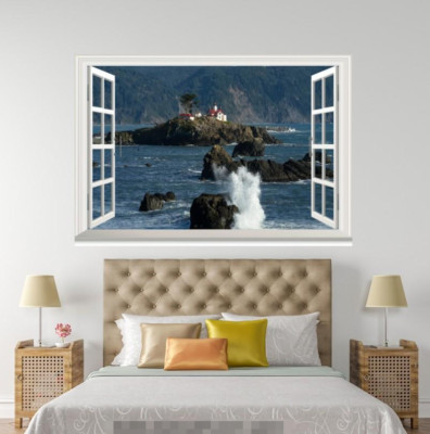 3D  Rock River Sky 1068 Open Windows WallPaper Murals Wall Print AJ Carly