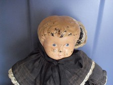 Vintage 1910s Metal Head Minerva 2 Germany Cloth Body Girl Doll 12" Tall