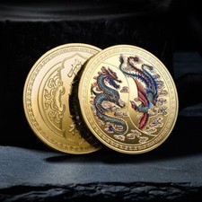🐉 Moneta Portafortuna con Drago Cinese Oro – Simbolo di Prosperità ✨